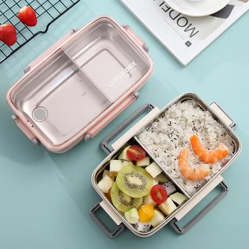 

Stainless steel lunch box insulation compartment adult cute lunch box student with lid lunch box fruit box