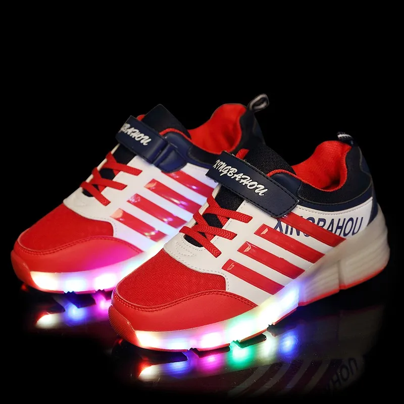 Детские светящиеся кроссовки с колесами светодиодный светильник роликовые