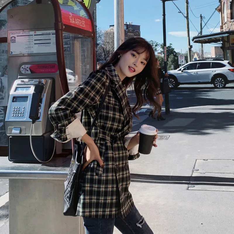 

Photo Shoot Network Red Plaid Small Suit Women's Spring And Autumn New Style Korean-style Casual Students CHIC Graceful Suit Coa