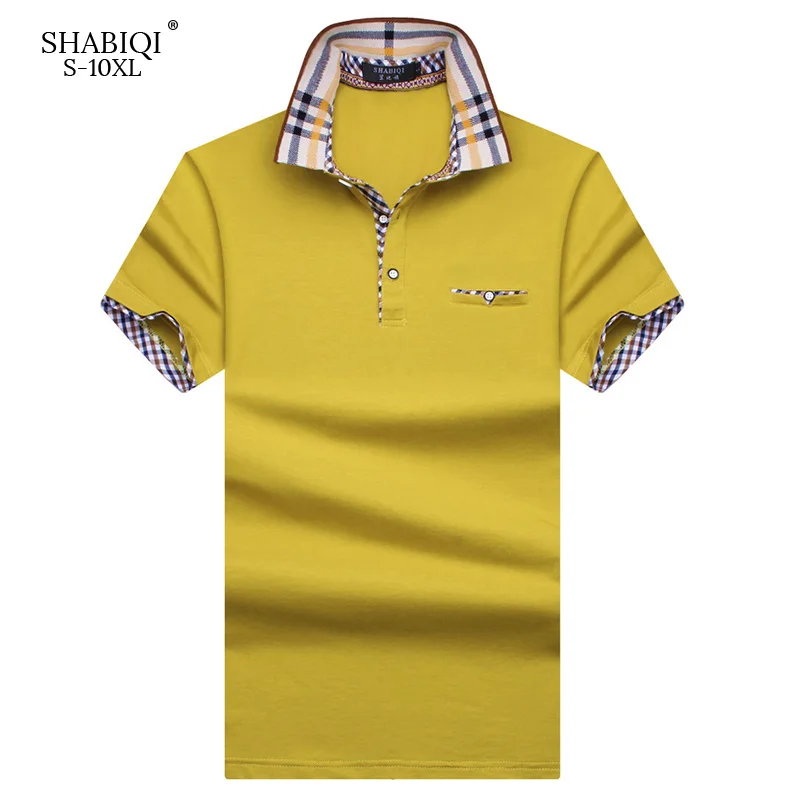 SHABIQI, мужская рубашка-поло, мужская рубашка с коротким рукавом, одноцветная рубашка, Camisa Polo Masculina, повседневная, хлопок, плюс размер, 6XL, 7XL, 8XL, 10XL