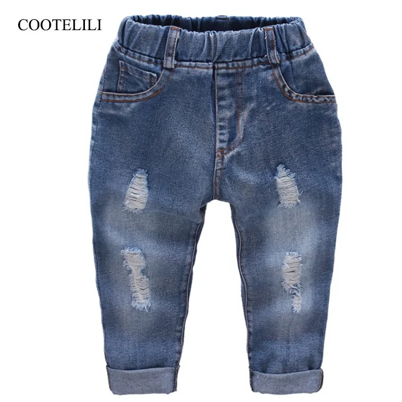 

Детская джинсовая одежда COOTELILI для мальчиков, детская джинсовая одежда, длинные штаны, повседневные брюки для маленьких мальчиков
