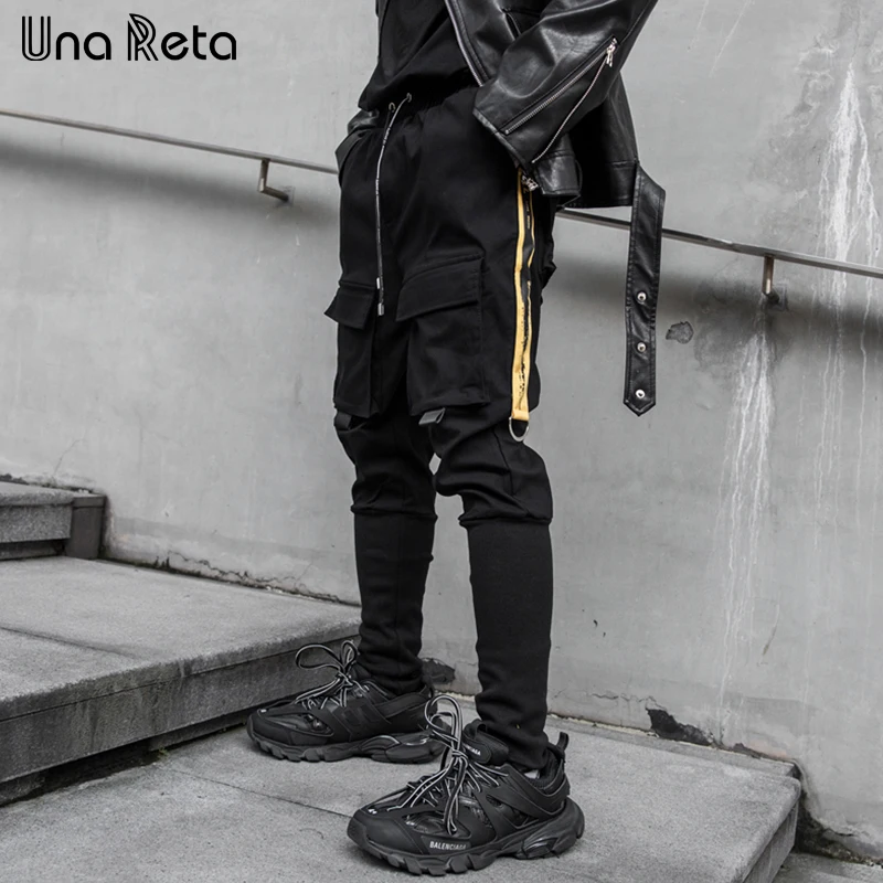 

Una Reta Pants Men Autumn Winter Dark style New Casual Joggers pants Hip Hop printing Cargo Pants Slim Trousers Man Streetwear