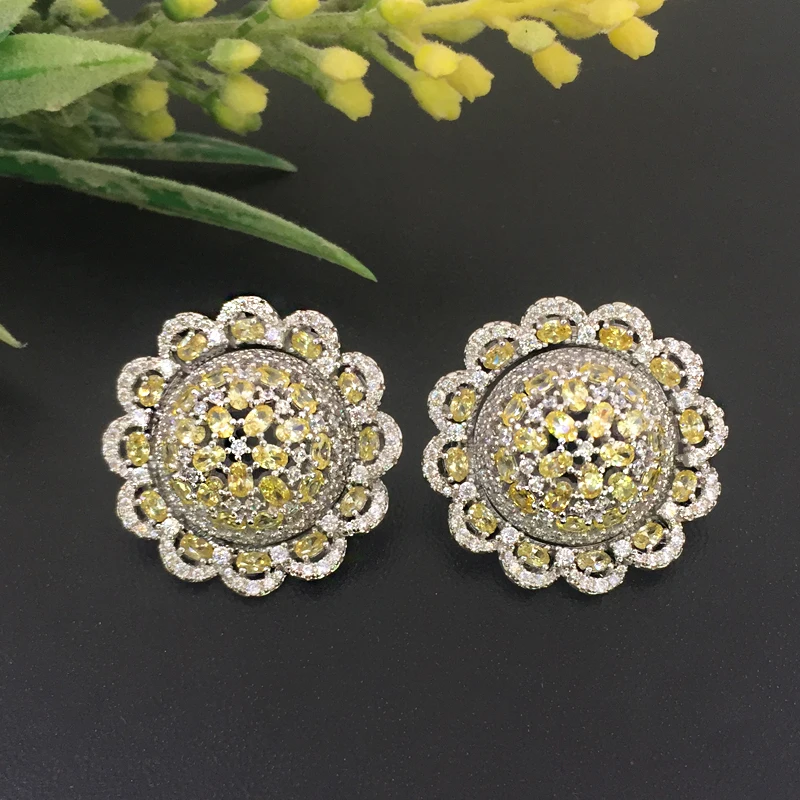

Lanyika Jewelry colours zircon Sunflower Earrings Full Micro inlay Micro Plated Banquet Popular Best Gift