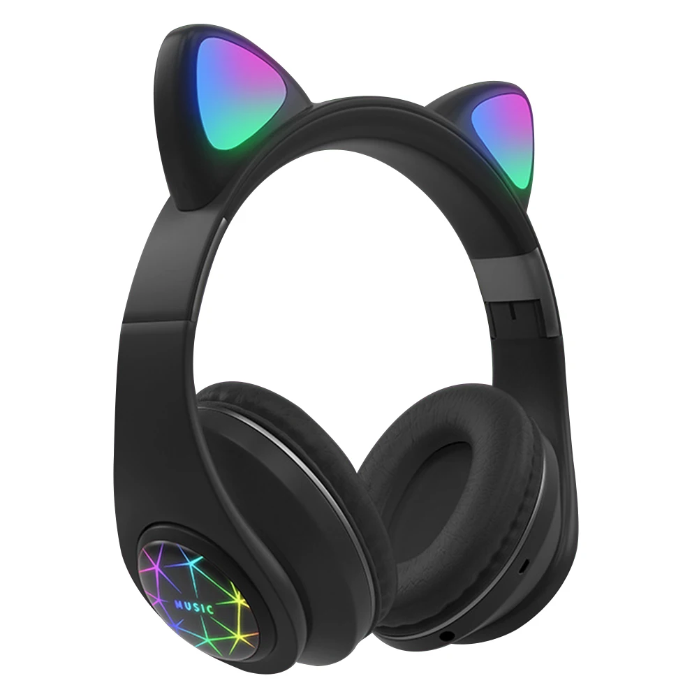 NeArrival LED Cat Ear Noise Cancelling Headphones Bluetooth 5 0 Young People Kids Headset Luminous Cute Cat Ear Headphone