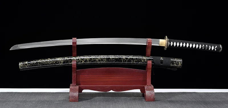 41Inches-Real Sword 1060 Высокоуглеродистая сталь полная острота Тан готовая к резке-японская катана-черный/золотой