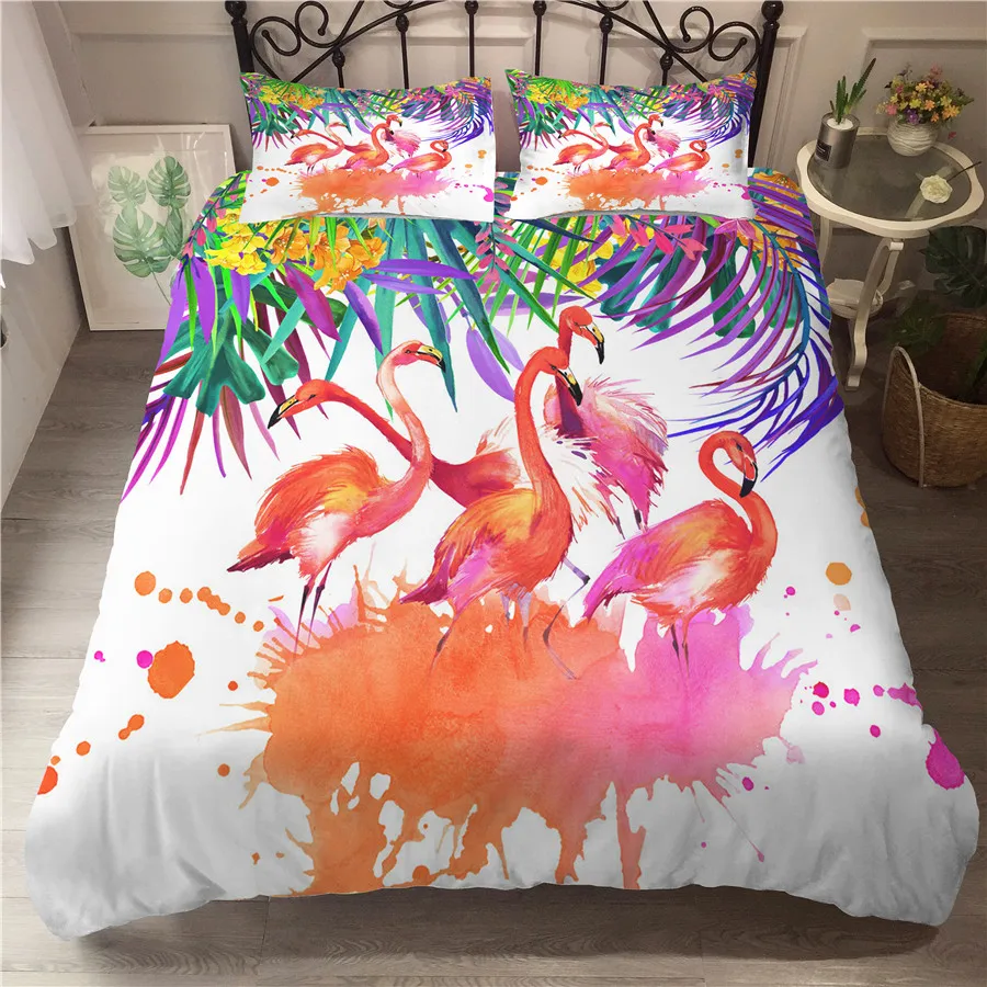 

A Bedding Set 3D Printed Duvet Cover Bed Set Flamingo Home Textiles for Adults Bedclothes with Pillowcase #HLN12
