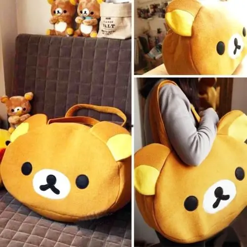 애니메이션 San-X Rilakkuma 귀여운 큰 가방 핸드백 숄더백, 플러시 릴렉스 브라운 베어 2