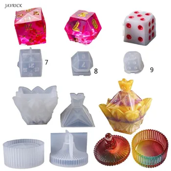 

Diy Crystal Epoxy Mold Dice Fillet Pyramid Cylinder Box Shape Digital Game High Mirror Dice Mold Silicone Mould