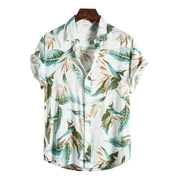 Men’ s Casual Floral Print Turn-Down Collar Short Sleeve Shirt
