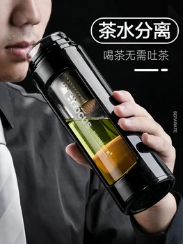 

Glass Portable Creative Water Bottle Black Fashion Classic Water Bottle Running Portable Personality Glass Water Bottle FF70P