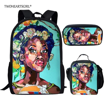 

Twoheartsgirl Printing African American Girl Children School Backpacks Unique Afro Girl Magic Bookbag Student Bagpack Sets
