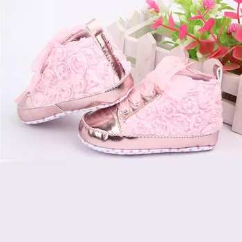 

Baby Shoes New Fashion Toddler Shoes Rose Lace Soft Bottom Princess High Baby Girls Soft Sole Crib Shoes First Walkers 1
