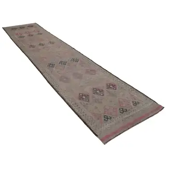 

95x433 Cm Beige Handmade Boho Runner Rugs-3x14 Ft