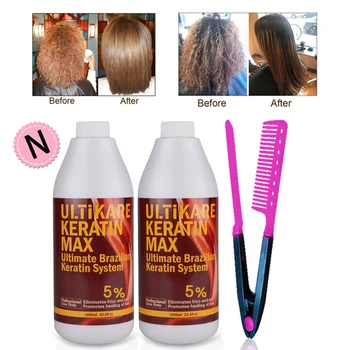 

Uitikera 2pcs Straightening Hair Repair and Treat Damage Hair Products Brazilian Keratin Treatment 5% with Free Brush