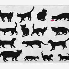 Коврик напольный с котами Черный Кот платья в разных позах Домашние животные котенок лапы хвост и усы домашний декор двери пол коврики