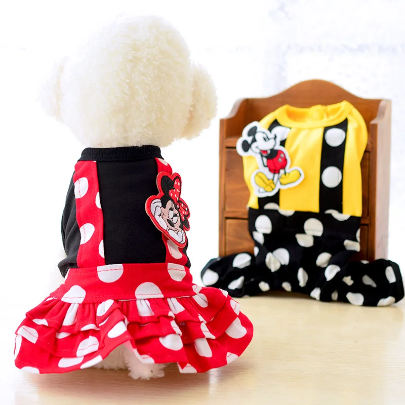 Dog Cartoon Ruffle Dress Pet Dog Clothes for Small Dogs Party Birthday