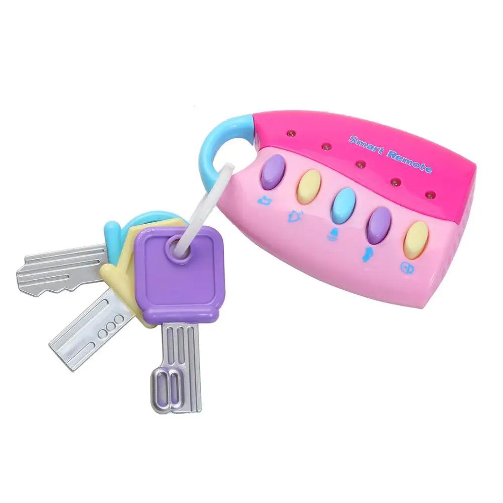 Новая Головоломка музыкальная игрушка-ключ красочная вспышка музыка умный пульт дистанционного управления несколько звуков автомобиля ролевые игры Детские игрушки - Цвет: Pink