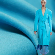 Кислотно-голубое двустороннее кашемировое шерстяное зимнее женское пальто из ткани для шитья