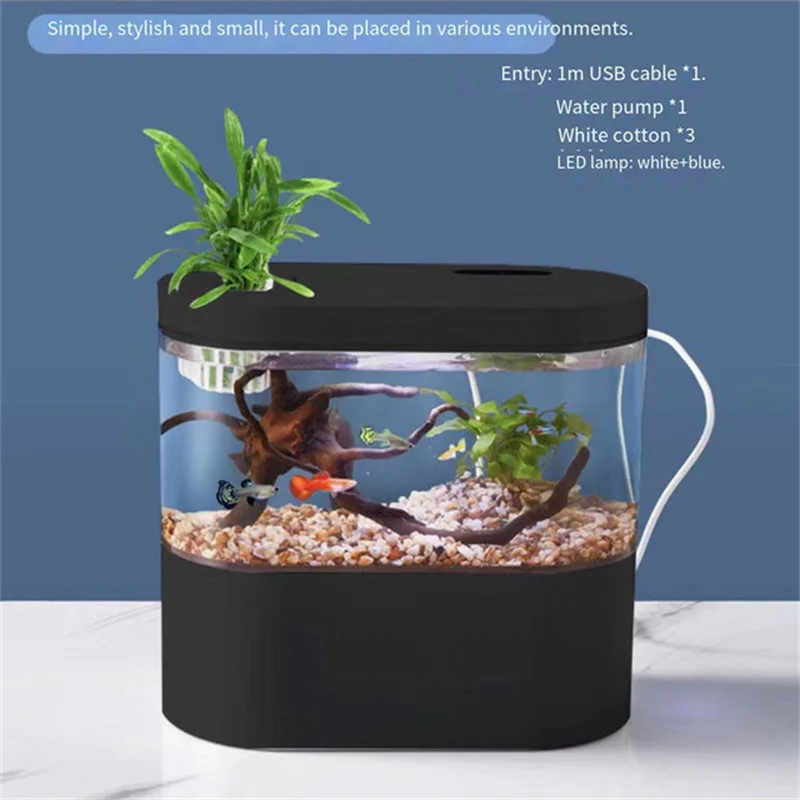 Woonkamer Kleine Goudvis Tank Desk Top Geïntegreerde Bottom Filter Circulatie Ecologische Tank Gratis Vervanging Aquarium|Aquariums & reservoirs| - AliExpress