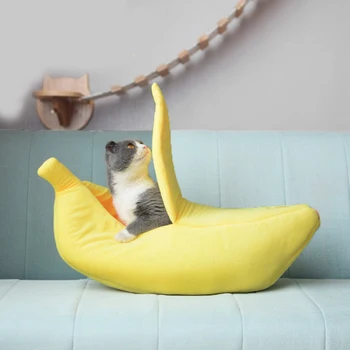 

Soft Dog Bed Sofa Cover Blanket Cat House Basket Mattss Banana Shape Warm Kennel Cat Small Dog Pet Bed Cute Puppy Lounger