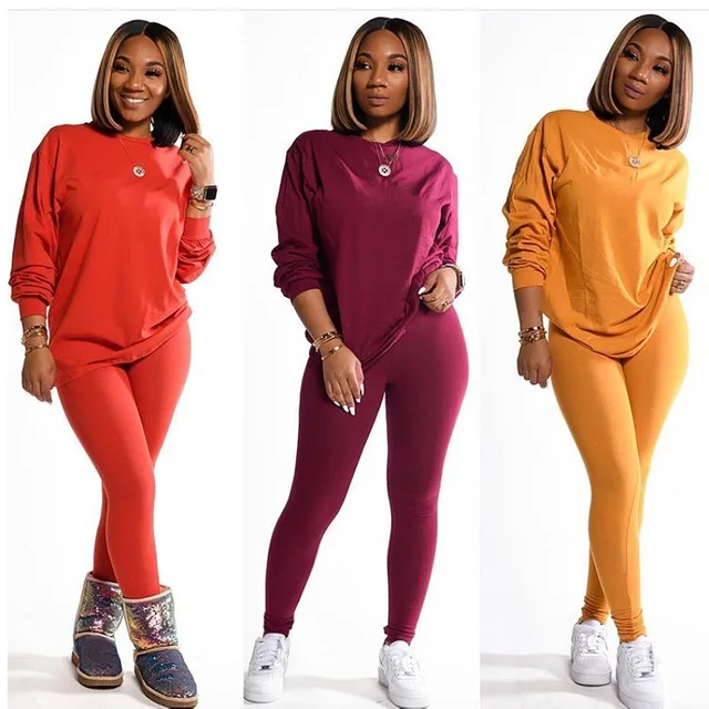 Womens Long Sleeve Crop Top Leggings Set Lovely Leggins