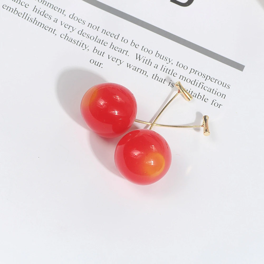 Simulation Cherry Sweet Drop Earrings Resin For Women Girl Student Fruit Earring