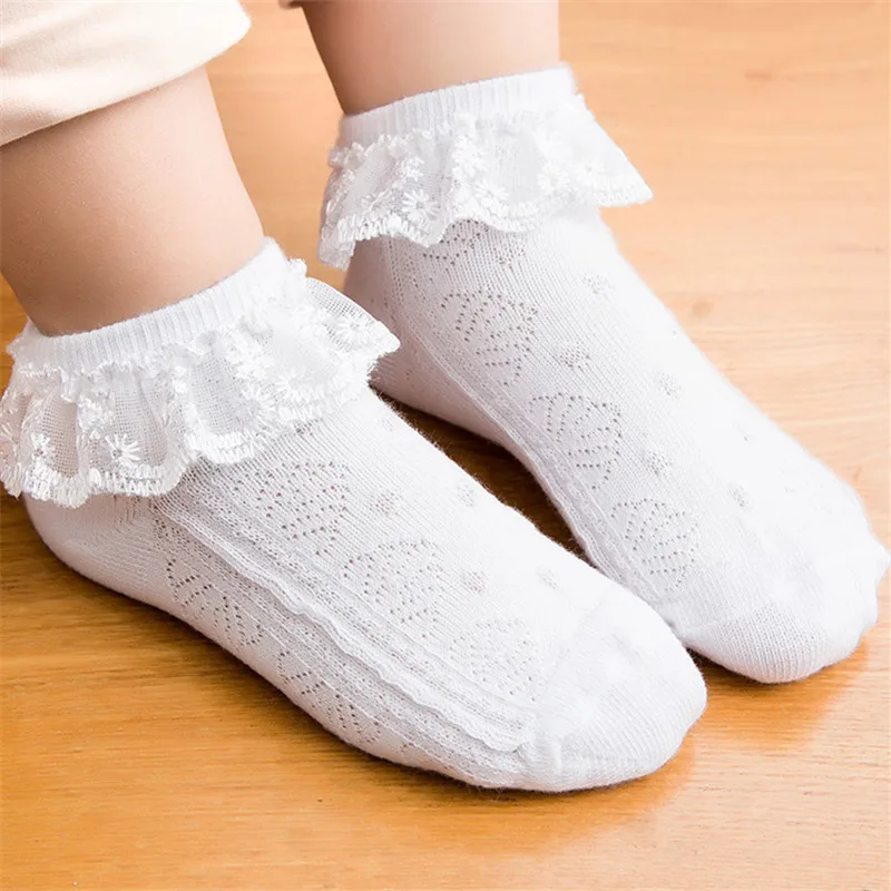 Носки для маленьких девочек кружевные короткие носки принцессы с рюшами цветные конфеты цветы сетчатые хлопчатобумажные носки детские Свадебные аксессуары с оборками