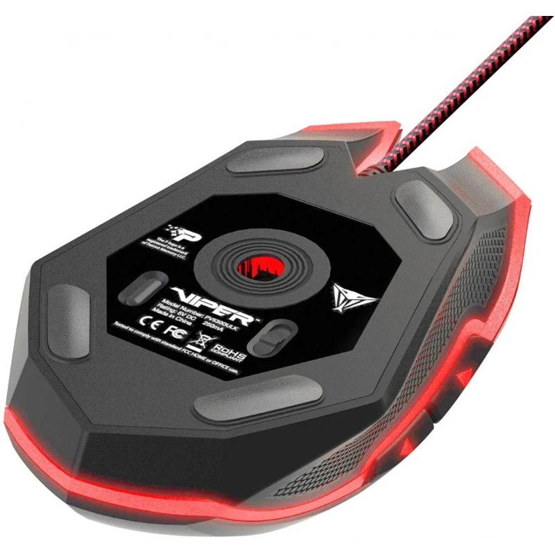 Мышь Patriot Viper V530 оптическая, проводная, 4000 dpi, USB, подсветка красная, цвет: черный