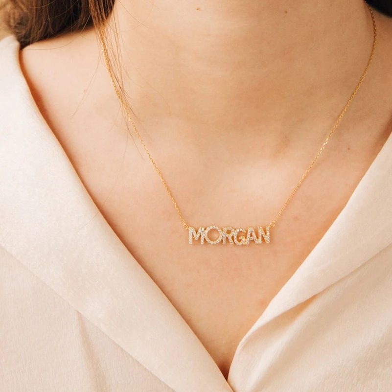 Morgan-nombre de Oro Rosa Collar Joyería Personalizados-Navidad Cumpleaños