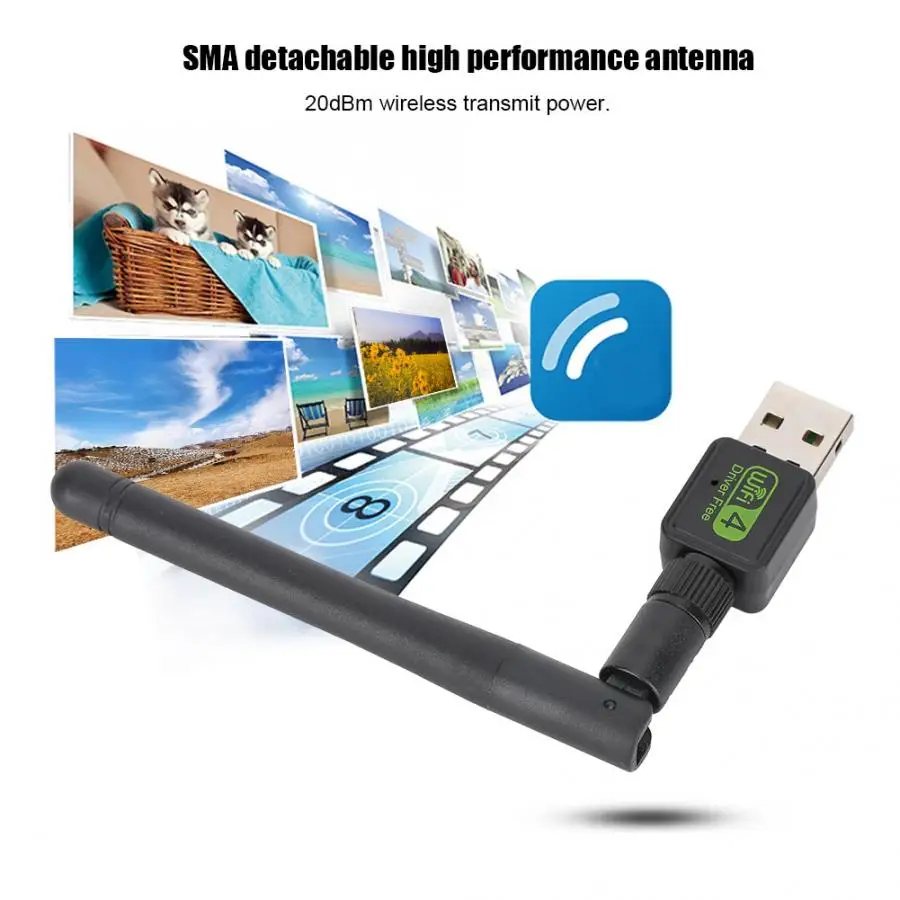 USB2.0 разъем 150 м 2,4 г привод- Беспроводной сетевая карта с Съемная антенна SMA
