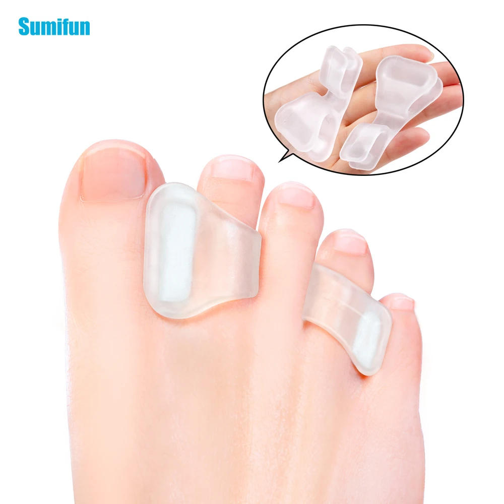 2pcs Silicone Soft Bunion Corrector Double -Loop Overlapping Toe Straightener Friction Pain Relief Foot Care Tool Pedicure C1823 silicone anti friction toe protector cover thumb foot care tool toe sleeves for friction pain relief little toe protectors