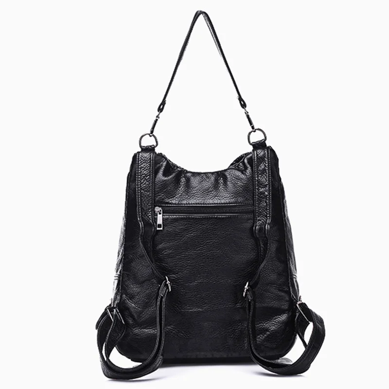 ABZC- кожаный рюкзак с эффектом потертости, Женская Корейская версия, цветная вышивка, сумка для колледжа, для отдыха и путешествий, многофункциональная мягкая сумка