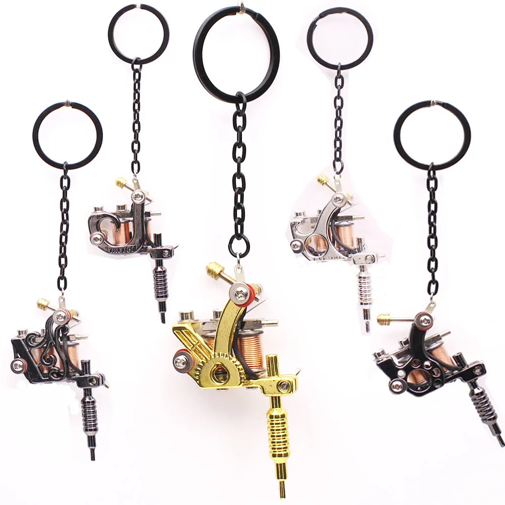 

11 Types Mini Tattoo Machine Tattoo Supply Keychain Key Holder Punk Style As Pendant Ornament Gift Craft Tattoo Microblading Pen