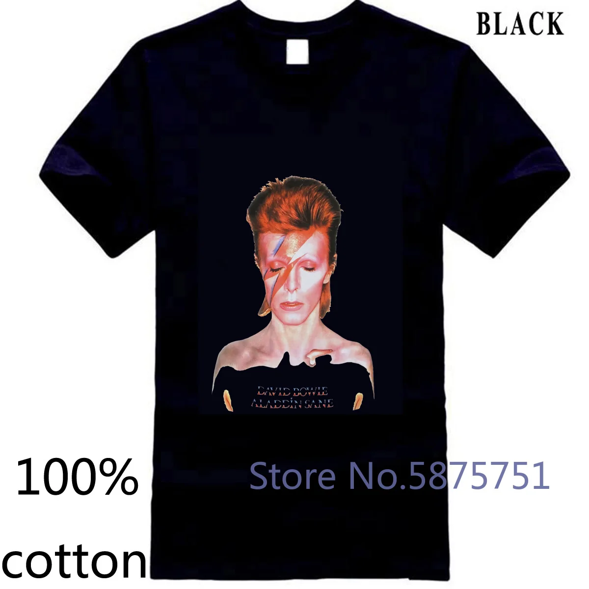 Мужская футболка с принтом David Bowie Aladdin Sane белая круглым вырезом из 100% хлопка 3XL 4XL
