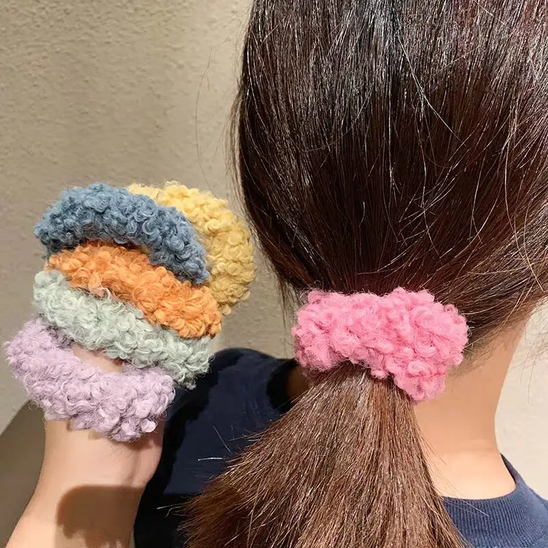 

New Lambs Wool Scrunchie Women Girls Elastic Hair Rubber Bands Tie Accessories for Women Hair Clips Pins Barrettes Headdress