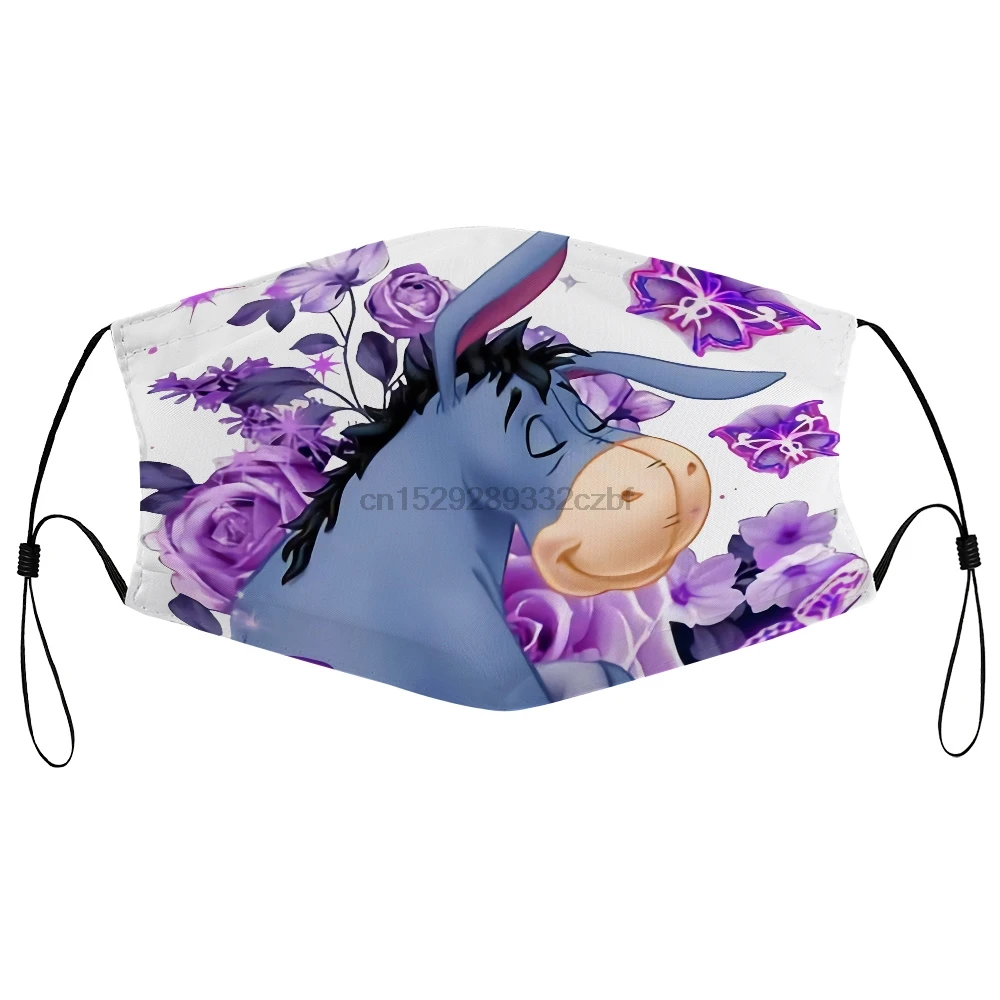 Пылезащитная маска с фильтром Eeyore забавная для лица фиолетовыми цветами мужчин и