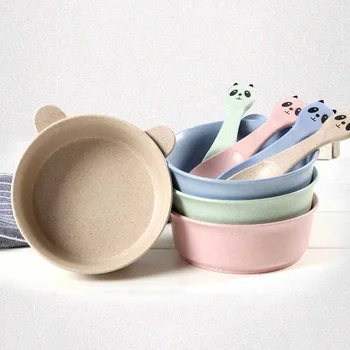 

Baby Bowl+Spoon Feeding Food Tableware Set Cartoon Bear Kids Dishes Eating Dinnerware Anti-scalding Training Dinner Plate