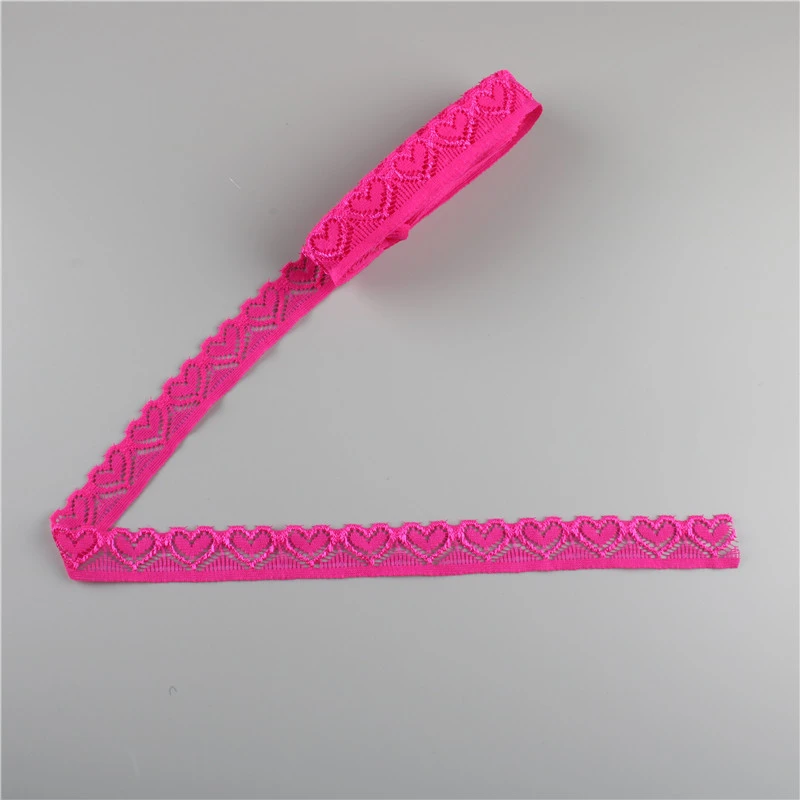 Lace Ribbon Lace Garment Accessories Lace Sewing Supplies Lace Decoration Lace Accessories Lace Sewing Accessories Elastic Lace Ribbon Tape 18mm wide Trims Heart-shaped Stretch Lace 5 yards For Sewing Decoration African Fabric
