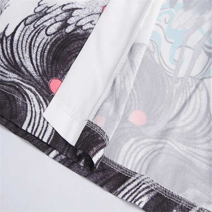White Black Japanese Traditional Kimono for Man Crane Sakura Print Fashion Haori Cardigan Sunscreen Coat Robe Streetwear