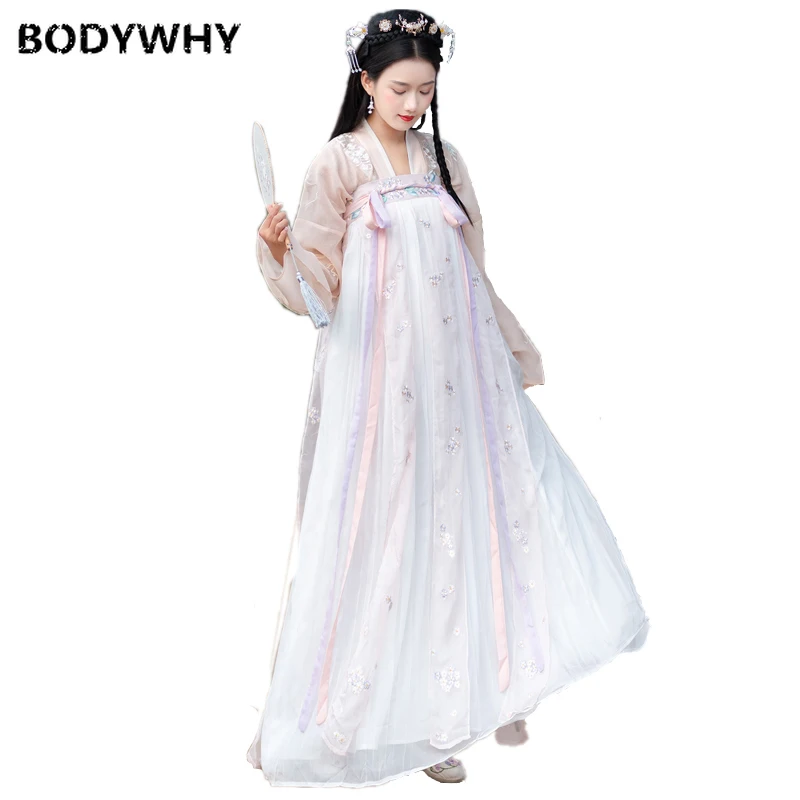 

Chinese Style Retro Hanfu Skirt Elegant Fashion Original Traditional Fairy Costumes Elegant Embroidery Flower Chest Dress