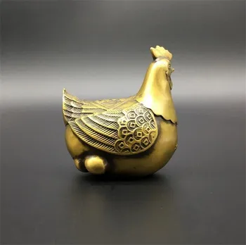 

COPPER STATUE Collection Chinese Copper Carved Animal Chicken Hen Bring Good Luck Wealth Exquisite Small Statue