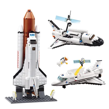 

Ewellsold TOYS Space station Saturn V Rocket Building Blocks For Children City Shuttle satellite Astronaut figure Brick