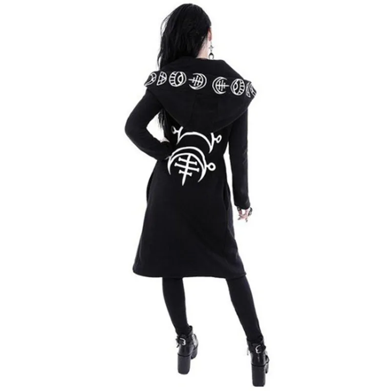 wonderful  Women Gothic Punk Coat Autumn Winter Casual Long Sleeve Cardigan Moon Printed Sportswear Plus Size 