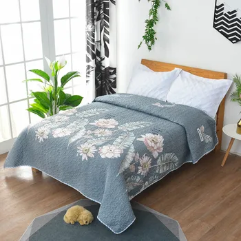 

Fashion Bedding Floral Printed Quited Bedspread Elegant Summer Duvet Quilt Blanket European Coverlet Cubrecam Bed Cover Colcha