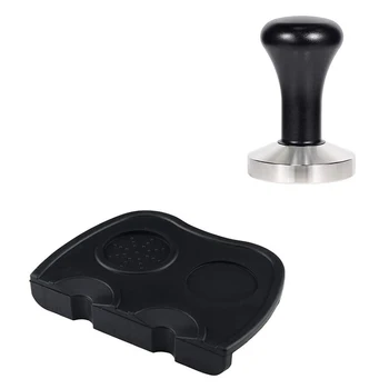 

1 Set of Espresso Tamper 51mm & Silicone Coffee Tamper Mat, Barista Coffee Tampers and Stainless Steel Base Coffee Press