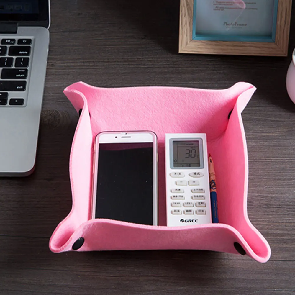 Fabric Felt Desktop Sundries Storage Tray Wearable and Durable Foldable use for Office Livingroom Coffee Table Storage Items
