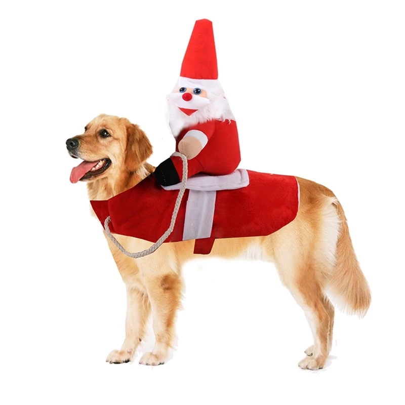 Рождественские костюмы для питомцев Санта-Клауса, вечерние костюмы для собак, кошек, Рождественская одежда, костюм Санта-Клауса, зимнее пальто для питомцев, одежда для собак - Цвет: Красный