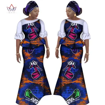 

2020 Autumn African Skirt Sets for Women Bazin Elegany Africa Clothing Dashiki Flowers Traditional African Clothing WY2349