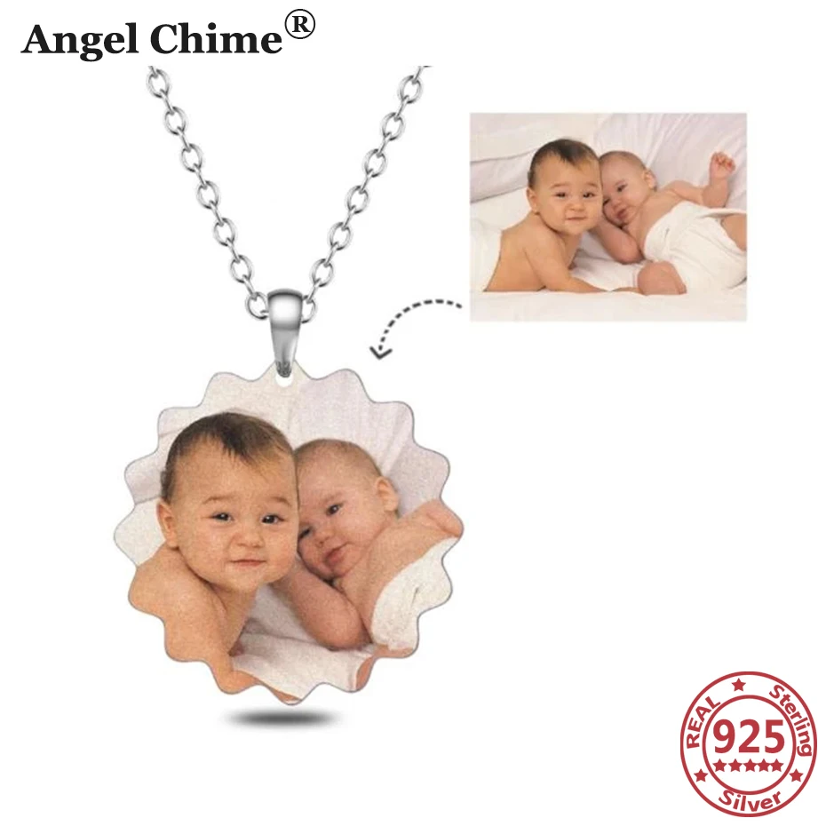 

AC 925 Sterling Silver Sunflower Personalized Photo&Text Necklaces Adjustable Customize Words Pendant Necklaces Memorial Jewelry