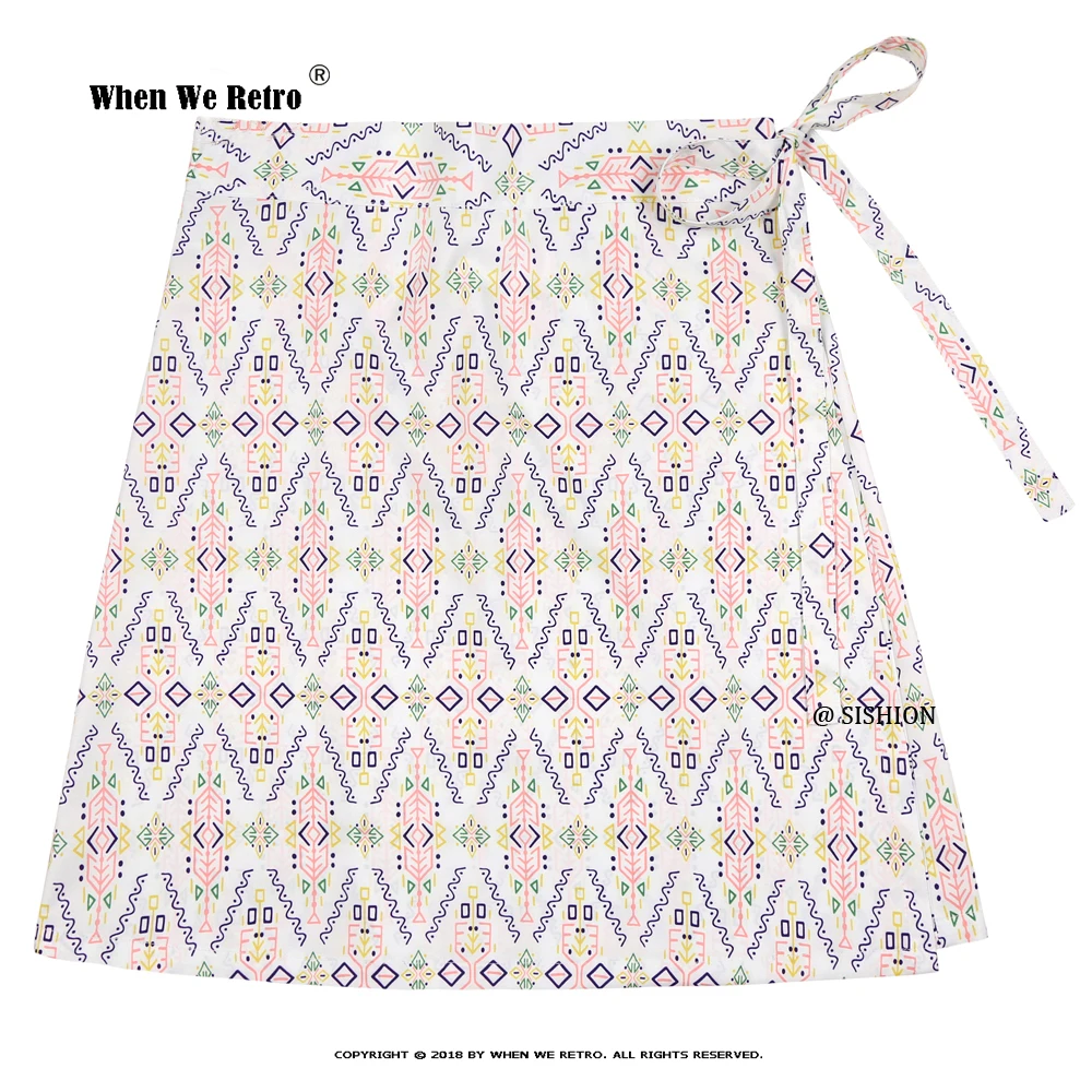 

Женская летняя юбка-саронг в гавайском стиле SS0015, короткая спортивная юбка с геометрическим рисунком в стиле бохо, с быстрой запахом, многофункциональная юбка с запахом